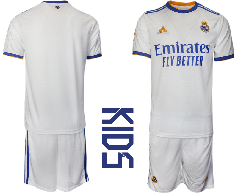 Youth 2021-2022 Club Real Madrid home white blank Soccer Jerseys->real madrid jersey->Soccer Club Jersey